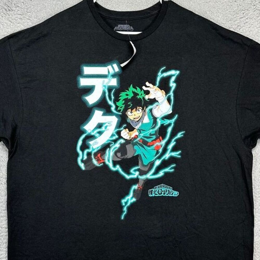 My Hero Academia T-Shirt Adult 3XL Black Anime Izuku Midoriya Mens Crunchyroll